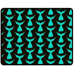 Blue Mermaid Tail Black Double Sided Fleece Blanket (medium)  by ConteMonfrey