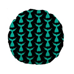 Blue Mermaid Tail Black Standard 15  Premium Flano Round Cushions by ConteMonfrey