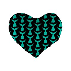 Blue Mermaid Tail Black Standard 16  Premium Flano Heart Shape Cushions by ConteMonfrey