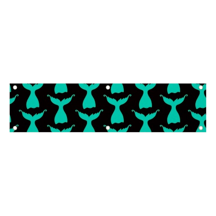 Blue Mermaid Tail Black Banner and Sign 4  x 1 