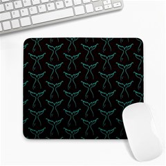 Blue Mermaid Tail Black Neon Large Mousepad by ConteMonfrey