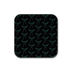 Blue Mermaid Tail Black Neon Rubber Coaster (square) by ConteMonfrey