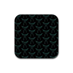 Blue Mermaid Tail Black Neon Rubber Square Coaster (4 Pack) by ConteMonfrey