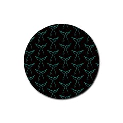 Blue Mermaid Tail Black Neon Rubber Coaster (round) by ConteMonfrey