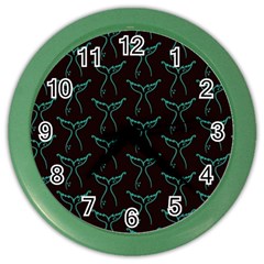 Blue Mermaid Tail Black Neon Color Wall Clock by ConteMonfrey