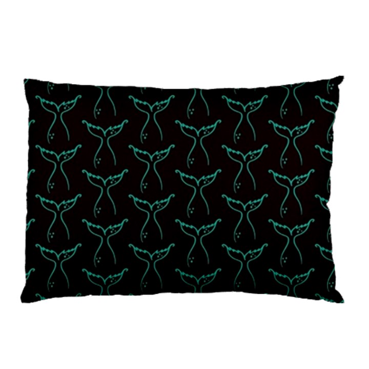 Blue Mermaid Tail Black Neon Pillow Case (Two Sides)