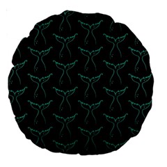 Blue Mermaid Tail Black Neon Large 18  Premium Round Cushions by ConteMonfrey