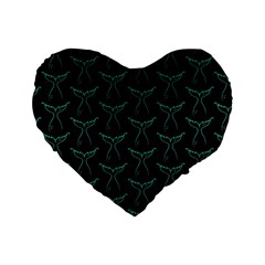 Blue Mermaid Tail Black Neon Standard 16  Premium Flano Heart Shape Cushions by ConteMonfrey