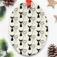 Black And White Mermaid Tail Ornament (oval) by ConteMonfrey