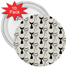 Black And White Mermaid Tail 3  Buttons (10 Pack)  by ConteMonfrey