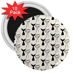 Black And White Mermaid Tail 3  Magnets (10 Pack)  by ConteMonfrey