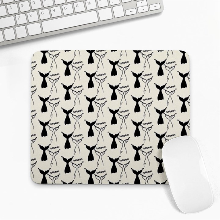 Black And White Mermaid Tail Large Mousepad