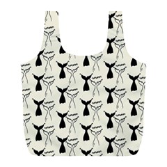 Black And White Mermaid Tail Full Print Recycle Bag (l) by ConteMonfrey