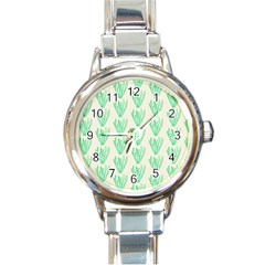 Watercolor Seaweed Round Italian Charm Watch by ConteMonfrey