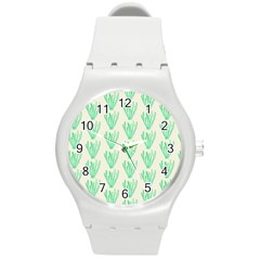 Watercolor Seaweed Round Plastic Sport Watch (m) by ConteMonfrey