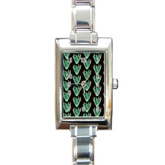 Watercolor Seaweed Black Rectangle Italian Charm Watch by ConteMonfrey