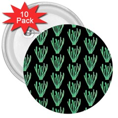 Watercolor Seaweed Black 3  Buttons (10 Pack)  by ConteMonfrey