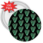 Watercolor Seaweed Black 3  Buttons (100 pack)  Front