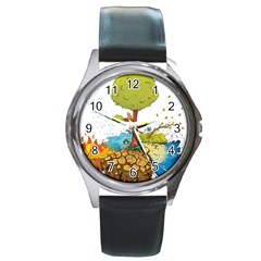 Natural Disaster Flood Earthquake Round Metal Watch