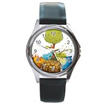 Natural Disaster Flood Earthquake Round Metal Watch Front