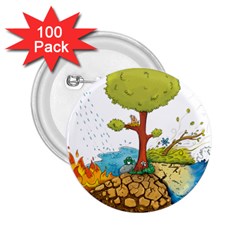 Natural Disaster Flood Earthquake 2 25  Buttons (100 Pack) 