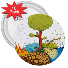 Natural Disaster Flood Earthquake 3  Buttons (10 Pack)  by Jancukart