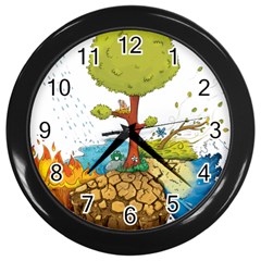 Natural Disaster Flood Earthquake Wall Clock (black)