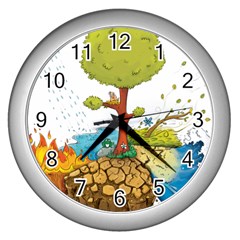 Natural Disaster Flood Earthquake Wall Clock (silver) by Jancukart