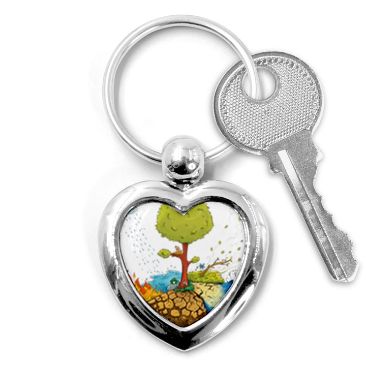 Natural Disaster Flood Earthquake Key Chain (Heart)