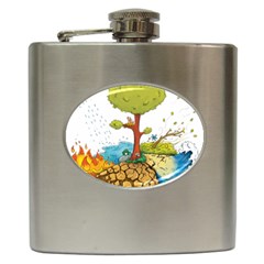 Natural Disaster Flood Earthquake Hip Flask (6 Oz) by Jancukart