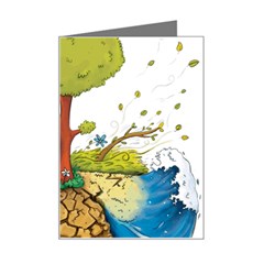 Natural Disaster Flood Earthquake Mini Greeting Card by Jancukart