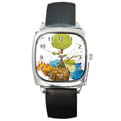 Natural Disaster Flood Earthquake Square Metal Watch by Jancukart