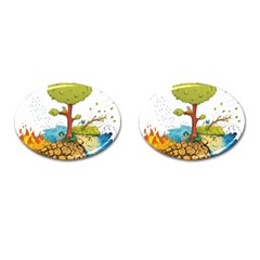 Natural Disaster Flood Earthquake Cufflinks (oval) by Jancukart