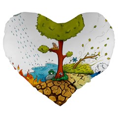 Natural Disaster Flood Earthquake Large 19  Premium Heart Shape Cushions by Jancukart