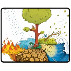 Natural Disaster Flood Earthquake Double Sided Fleece Blanket (medium) 