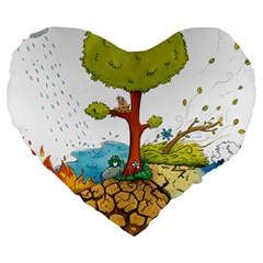 Natural Disaster Flood Earthquake Large 19  Premium Flano Heart Shape Cushions by Jancukart