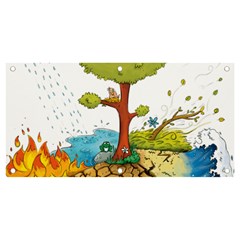 Natural Disaster Flood Earthquake Banner And Sign 4  X 2 