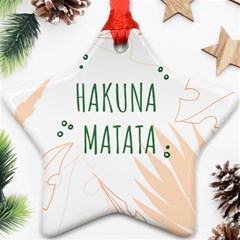 Hakuna Matata Tropical Leaves With Inspirational Quote Ornament (star) by Jancukart