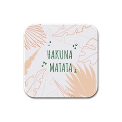 Hakuna Matata Tropical Leaves With Inspirational Quote Rubber Square Coaster (4 Pack) by Jancukart