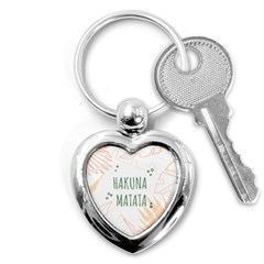 Hakuna Matata Tropical Leaves With Inspirational Quote Key Chain (heart)