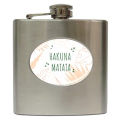 Hakuna Matata Tropical Leaves With Inspirational Quote Hip Flask (6 Oz) by Jancukart