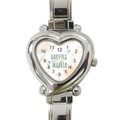 Hakuna Matata Tropical Leaves With Inspirational Quote Heart Italian Charm Watch by Jancukart