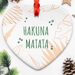 Hakuna Matata Tropical Leaves With Inspirational Quote Heart Ornament (two Sides) by Jancukart