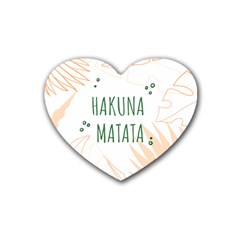 Hakuna Matata Tropical Leaves With Inspirational Quote Rubber Coaster (heart)