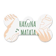 Hakuna Matata Tropical Leaves With Inspirational Quote Dog Tag Bone (one Side)