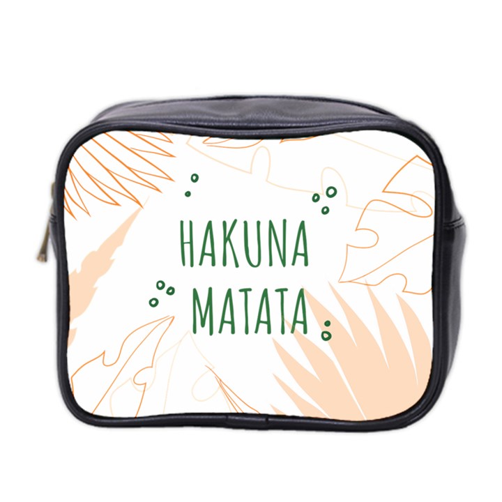 Hakuna Matata Tropical Leaves With Inspirational Quote Mini Toiletries Bag (Two Sides)