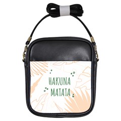 Hakuna Matata Tropical Leaves With Inspirational Quote Girls Sling Bag