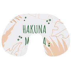 Hakuna Matata Tropical Leaves With Inspirational Quote Travel Neck Pillow by Jancukart