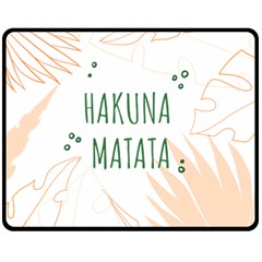 Hakuna Matata Tropical Leaves With Inspirational Quote Double Sided Fleece Blanket (medium)  by Jancukart