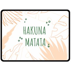 Hakuna Matata Tropical Leaves With Inspirational Quote Double Sided Fleece Blanket (large)  by Jancukart